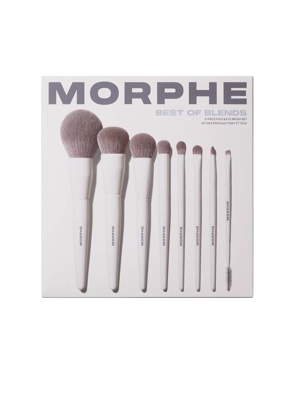 Morphe 11-Piece White Handle Makeup Brush Set with Soft Gray Bristles